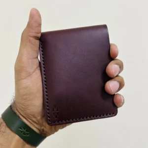 Basswood Vintage Bifold Leather Wallet_ Burgundy Maroon